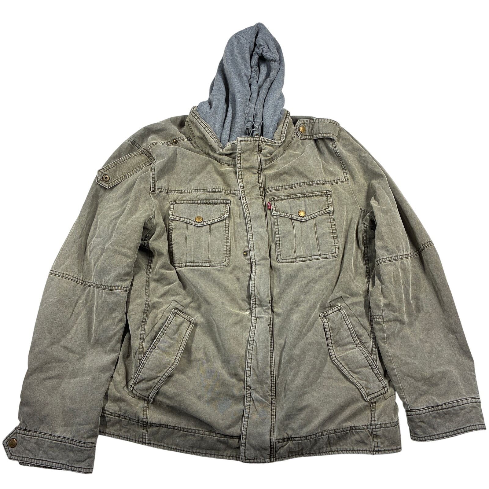 Levi's Jacket Mens Xl Army Green Sherpa Lined Hooded Trucker Chore Barn Military